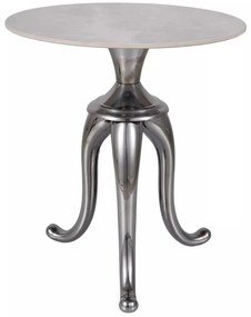 Masuta de cafea Snake marmura alba/argintiu ø48/h55 cm