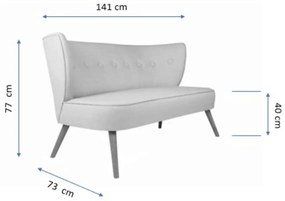 Canapea 2 locuri, Zeon, 558ZEN1207, Lemn, Galben