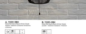 Aplica de perete modena Wicker 11201-2BK SRT