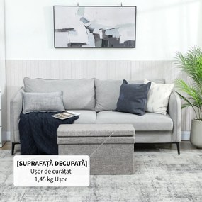 HOMCOM Bancă Pliabilă cu Spătar și Compartiment de 77L, Acoperire din Țesătură, 76x50x73 cm, Gri | Aosom Romania