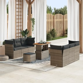 vidaXL Set de Sofa de Grădină cu Perne Gri Poliratan Acacia