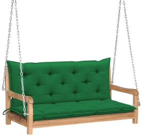 Balansoar cu perna verde, 120 cm, lemn masiv de tec Verde