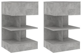 808657 vidaXL Noptiere, 2 buc., gri beton, 40x35x65 cm