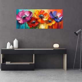 Tablou - Cinci flori colorate (120x50 cm)