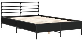 3280042 vidaXL Cadru de pat, negru, 140x200 cm, lemn prelucrat și metal