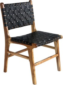 Scaune de dining negre/maro 2 buc. lemn masiv de tec Perugia – House Nordic