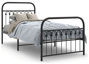 376610 vidaXL Cadru pat metalic cu tăblii de cap/picioare, negru, 90x190 cm