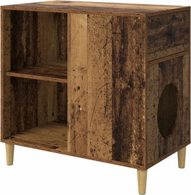 vidaXL Casa pentru pisici Lemn vechi 72 x 42.5 x 70 cm Lemn compozit