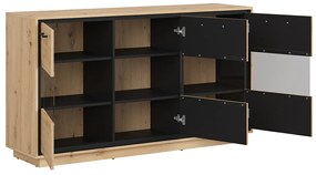 Vitrină Pont KOM3W (Stejar artisan + Negru mat). 1063040