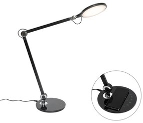 Lampă de masă de design neagră cu LED cu încărcător tactil și inducție - Don