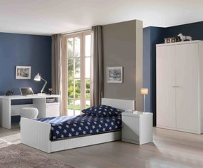 Birou pentru copii Robin alb din MDF și pin masiv cu dulap reversibil – Vipack