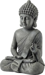 Outsunny Statuie de Grădină, Sculptură Buddha Șezând din Oxid de Magneziu, Decorațiune Spirituală 32 x 23 x 51 cm, Gri Închis | Aosom Romania