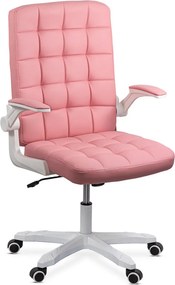 Scaun de birou pentru copii roz cu tapiterie confortabila si manere rabatabile OFF 332