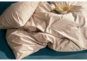 Lenjerie de pat bej din bumbac percal pentru pat de o persoană 140x200 cm Daisy – JUNA