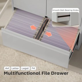 HOMCOM Dulap pentru Birou cu Raft Interior Reglabil și Sertar Alb | Aosom Romania