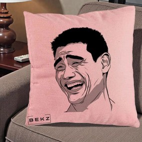 Perna Decorativa Yao Ming Meme, 40x40 cm, Roz, Husa Detasabila, Perna Inclusa, BEKZ®