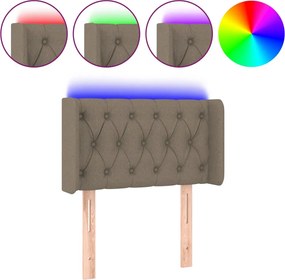 vidaXL Tăblie de pat cu LED, gri taupe, 83x16x78/88 cm, textil