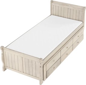Pat cu pat suplimentar, alb antic, 90x200, ANTIKO