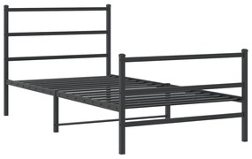 355379 vidaXL Cadru pat metalic cu tăblii de cap/picioare,  negru, 107x203 cm