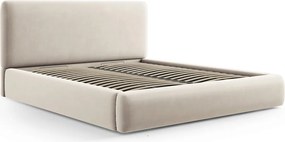 Pat tapitat cu tablie si lada depozitare, Colonel, Cosmopolitan Design, 160x200 cm, catifea, bej deschis