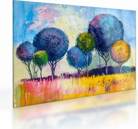 Tablou pe sticlă - Copaci, pictură în ulei (70x50 cm)