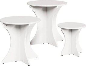 vidaXL Masă de cafea 3 pcs Alb