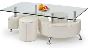 Măsuță de cafea Malachi, transparent / crem