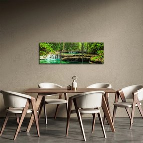 Tablou - Cascada Erawan din Kanchanaburi, Thailanda (cu ceas) (90x30 cm)