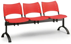 Bancă plastic VISIO, 3 locuri - picioare negre, albastru