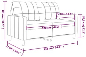 Canapea cu 2 locuri, crem, 120 cm, material textil