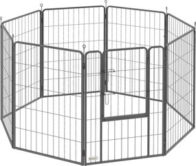 PawHut Tarc octogonal pentru pui cu 8 panouri tarc pentru pui cu 8 plăci de grilaj ușă țăruși pentru sol flexibil pliabil 100 cm înălțime | Aosom Romania