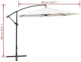 Umbrela de soare suspendata, 3 m Alb nisipiu Alb