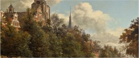 Tablou - Jan van der Heyden, View Down a Dutch Canal, reproducere (120x50 cm)
