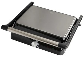 Grătar electric Rosberg R51442M, 2000W, Gratar, Placi antiaderente-29x23 cm, Deschidere 180°C, Inox/Negru