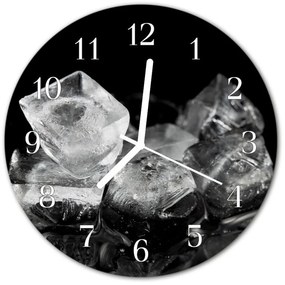 Ceas de perete din sticla rotund Cuburile de gheață Bucătărie Black &amp; White