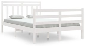 3105286 vidaXL Cadru de pat mic dublu, alb, 120x190 cm, lemn masiv