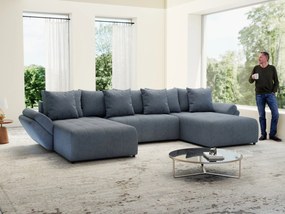 Colțar extensibil dumonde cu ladă de depozitare si sezut confortabil din spuma high-density, Berlin U Enjoy Antracit 380x180 cm