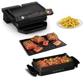 Gratar electric Tefal OptiGrill+ Snacking&Baking GC714834, 2000W, 6 programe, Functie alimente congelate, Acoperire antiaderenta din teflon, Accesoriu pentru gustari si copt, Max 240°C, Negru