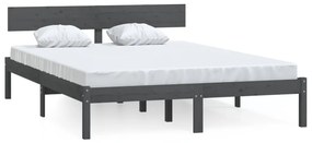 810129 vidaXL Cadru de pat, gri, 140x190 cm, lemn masiv de pin
