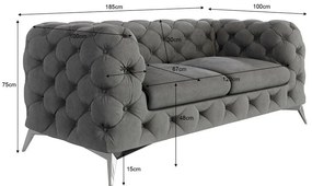 Canapea gri cu tapițerie din catifea 185 cm Chelsea – Ropez