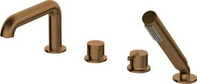 Baterie pentru cada, bronz periat, cu 4 orificii, set dus inclus, Deante Silia Bronz