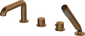 Baterie pentru cada, bronz periat, cu 4 orificii, set dus inclus, Deante Silia Bronz