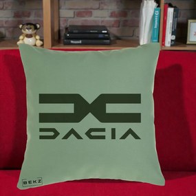 Perna Personalizata cu emblema Dacia, 40x40 cm, Verde, Husa Detasabila, Perna Inclusa, BEKZ®
