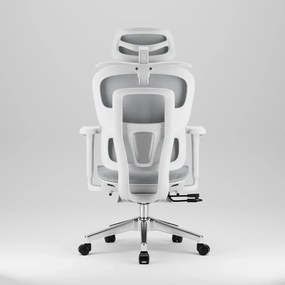 RESIGILAT- SIENA E15 Executive – Scaun Ergonomic cu Suport Lombar Reglabil pe Înălțime, Tetieră Reglabilă, Cotiere 3D, Șezut Extensibil, Reclinare 135°, Umeraș Integrat, Suport pentru Picioare și Bază Metalică, Mesh, Gri