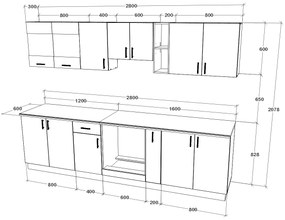 Set haaus V21, Antracit/Alb, Blat Thermo 28 mm, L 280 cm