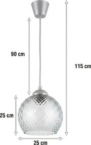 Brilagi - Lustră LED suspendată pe cablu R GLASS 1xE27/60W/230V Ø 25 cm argintiu/gri fumuriu