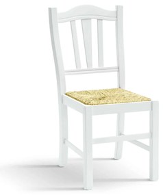 Scaun Hard, lemn de fag, sezut paie, L 46cm/l 50cm /H 95cm - ALB