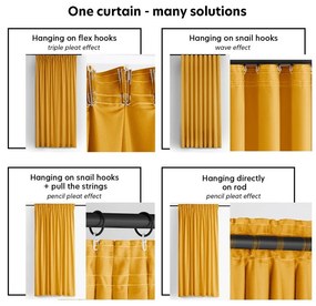 Draperie galben-muștar dimout (semi-opacă) din catifea 530x225 cm Velto – Filumi