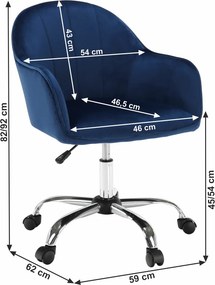 Scaun de birou, material textil din catifea albastru / crom, EROL