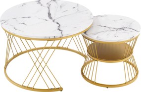 Set modern de măsuțe nesting, 2 piese, 70x70x45 cm/45x45x40 cm, Alb